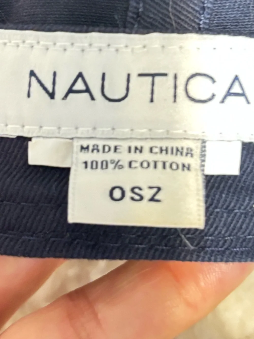 Nautica Navy Baseball Cap with Distressed Flag Embroidery